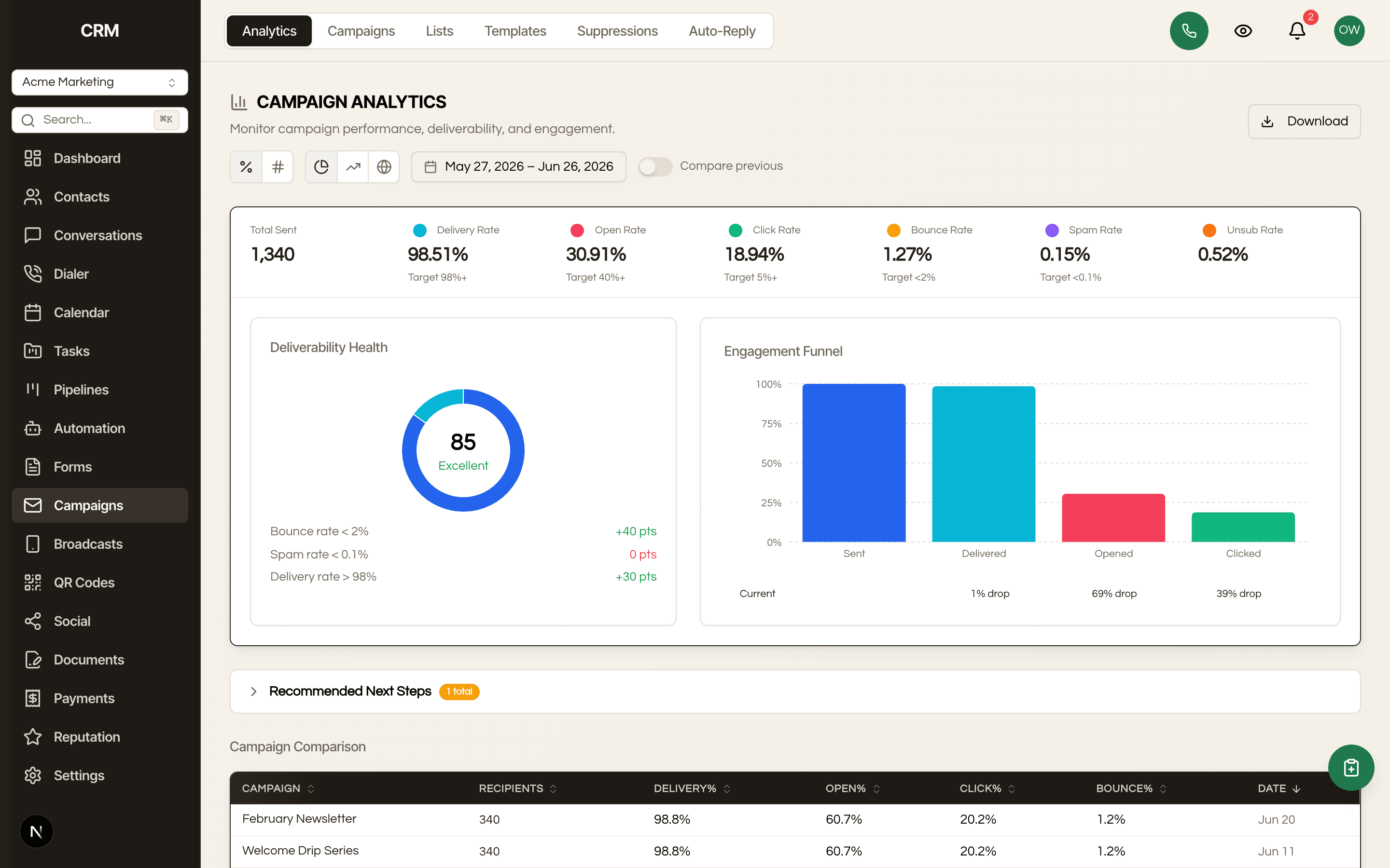 Email Campaigns in the Seedly CRM
