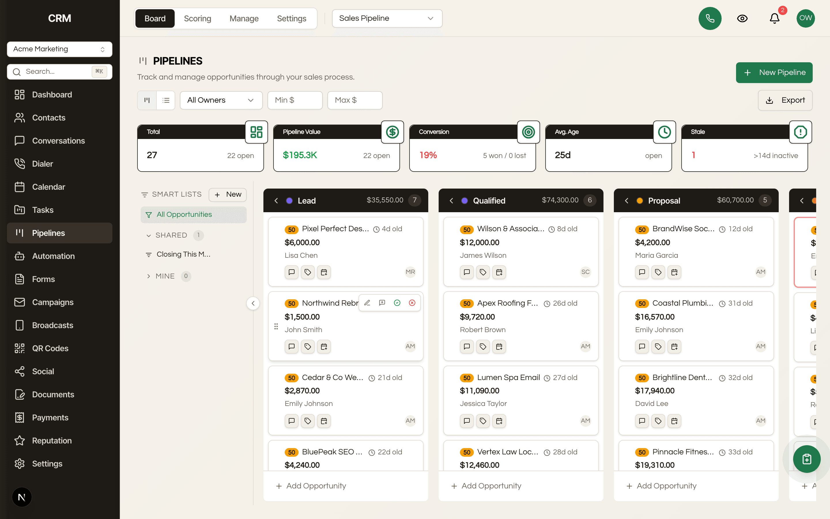 A real screenshot of the Seedly CRM you own