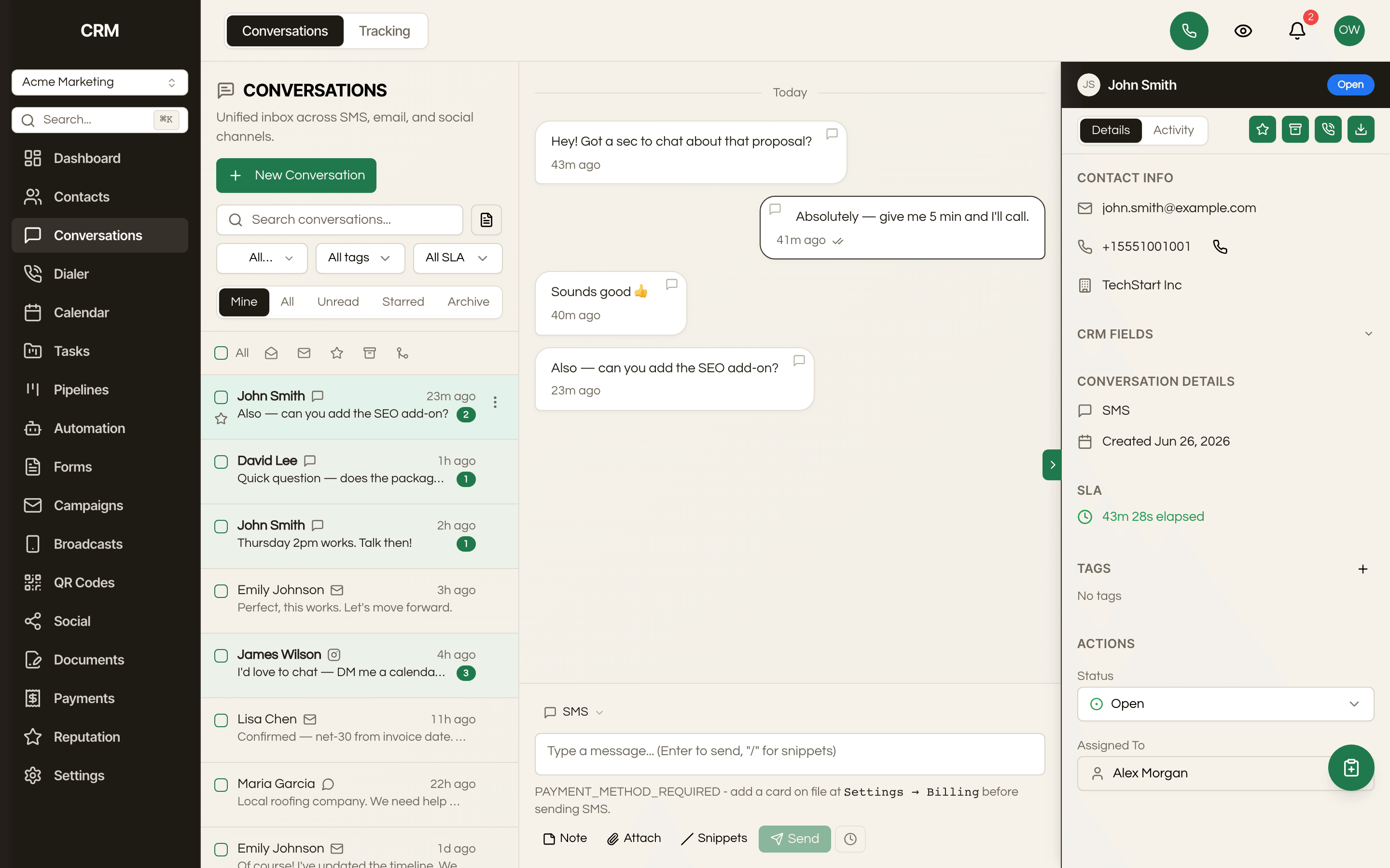 Unified Inbox in the Seedly CRM