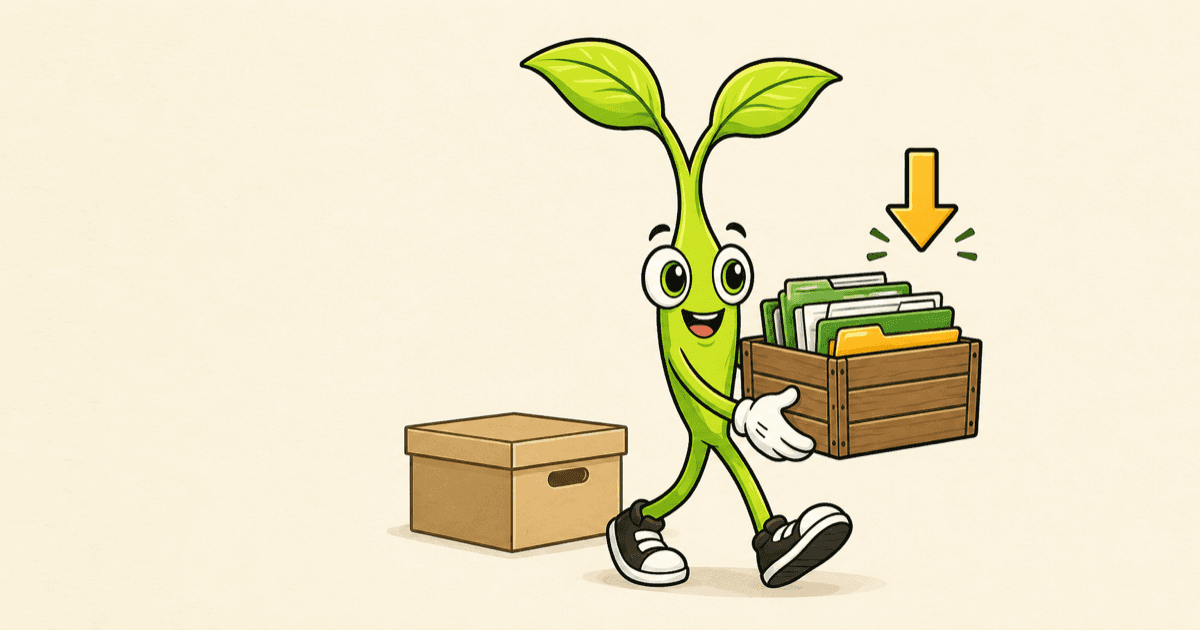 Sprout carrying a crate of exported GoHighLevel data out of the platform