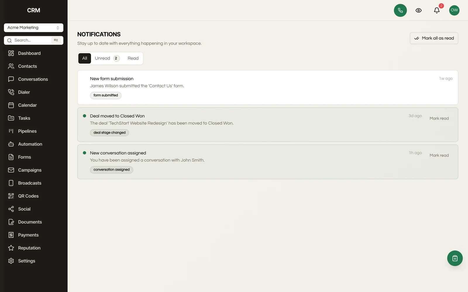 Your full notification history in one place.