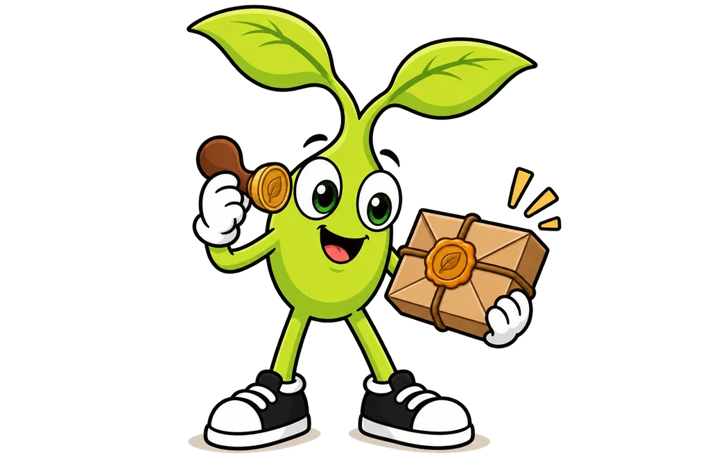 Sprout compares a parcel's wax seal with a matching brass stamp in his hand