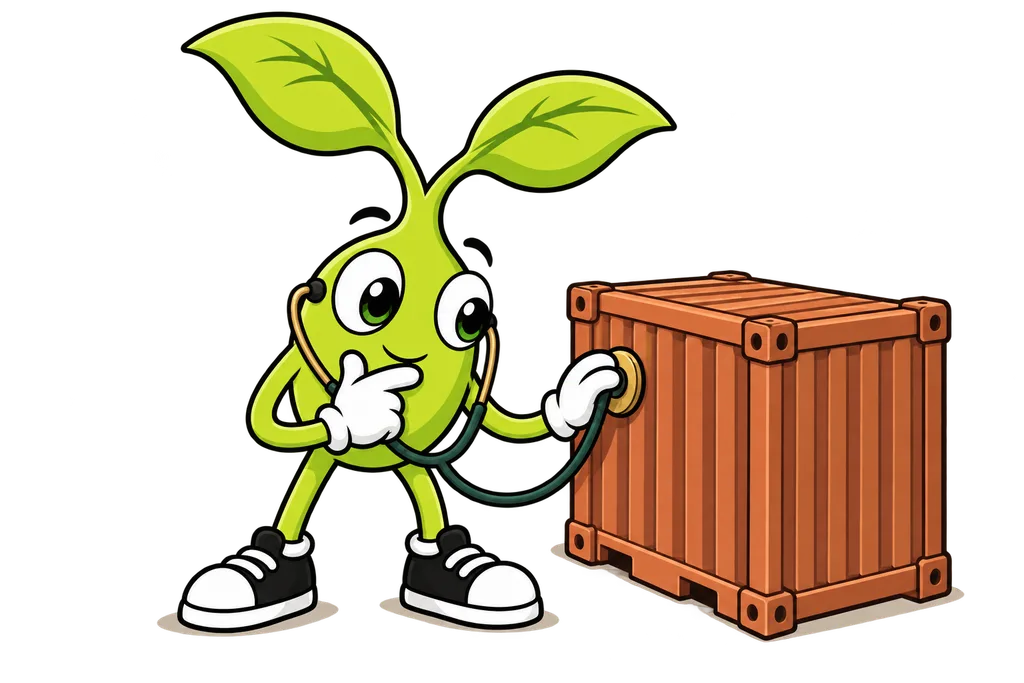 Sprout listens to a shipping container through a stethoscope