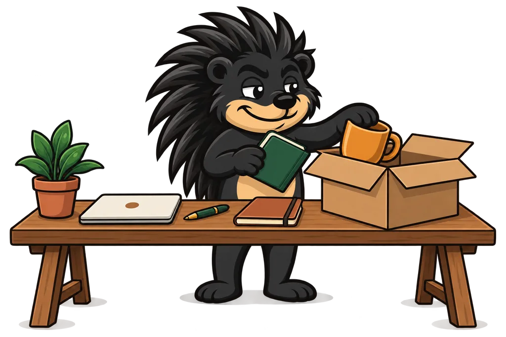 Pixl chooses two of five items on a table to put in an open box
