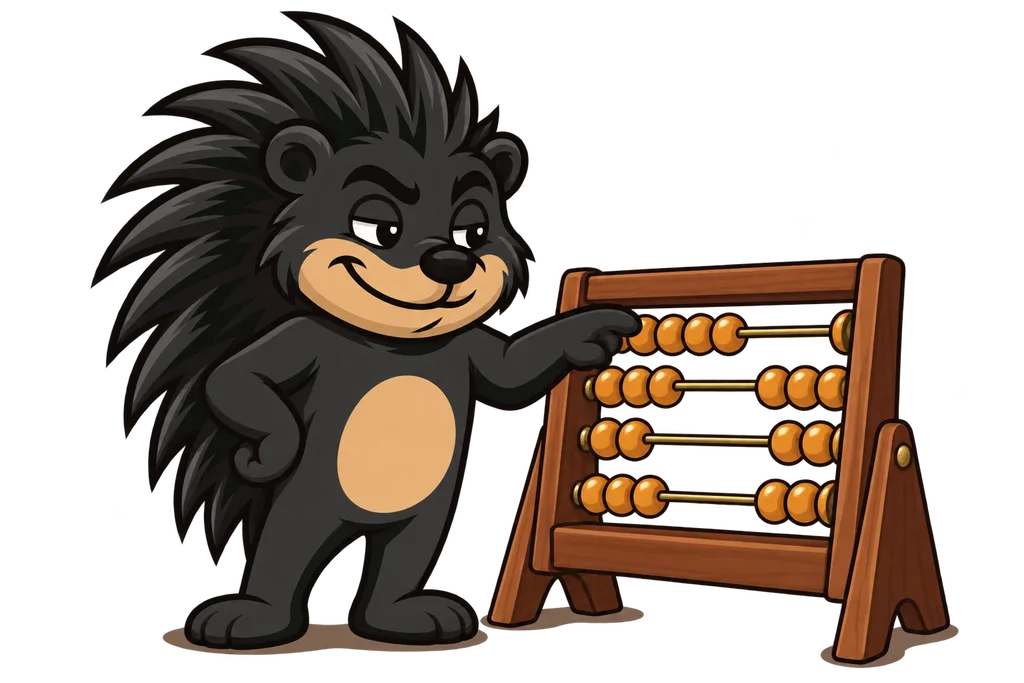 Pixl slides an amber bead across a wooden abacus, earlier beads staying in place